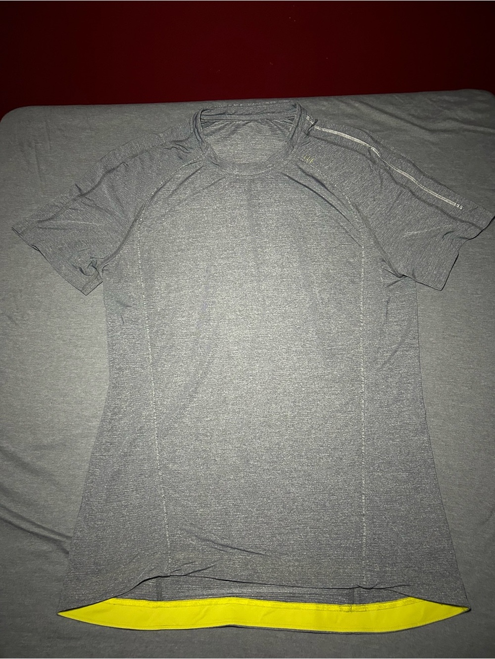 lululemon athletica Grey Short-Sleeve Performance Running Tee with Yellow Hem